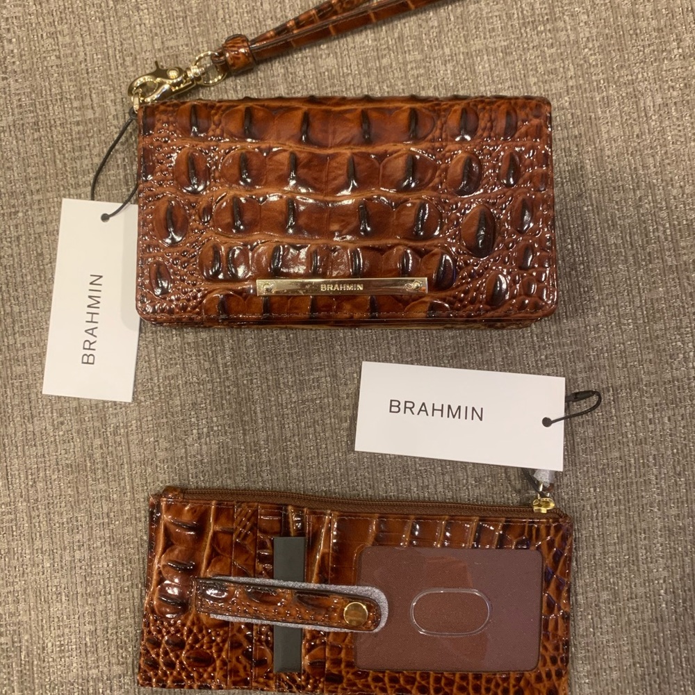 Brahmin 2pc Wallet Set Melbourne Pecan New!